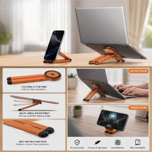 2-in-1 Foldable Laptop & Phone Stand