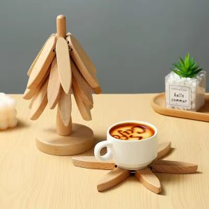 Tree Shape Wooden Trivet Set